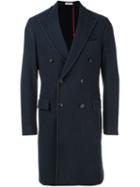 Boglioli Long Pea Coat, Men's, Size: 50, Blue, Cupro/wool