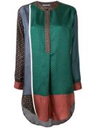 Dusan Patchwork Flared Blouse - Green