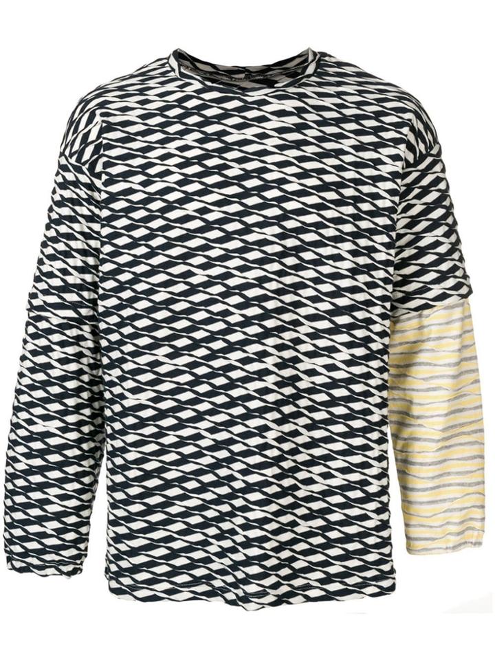Corelate Geometric Contrast Sweater - Blue