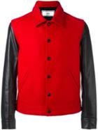 Ami Paris Bimaterial Press Button Jacket - Red