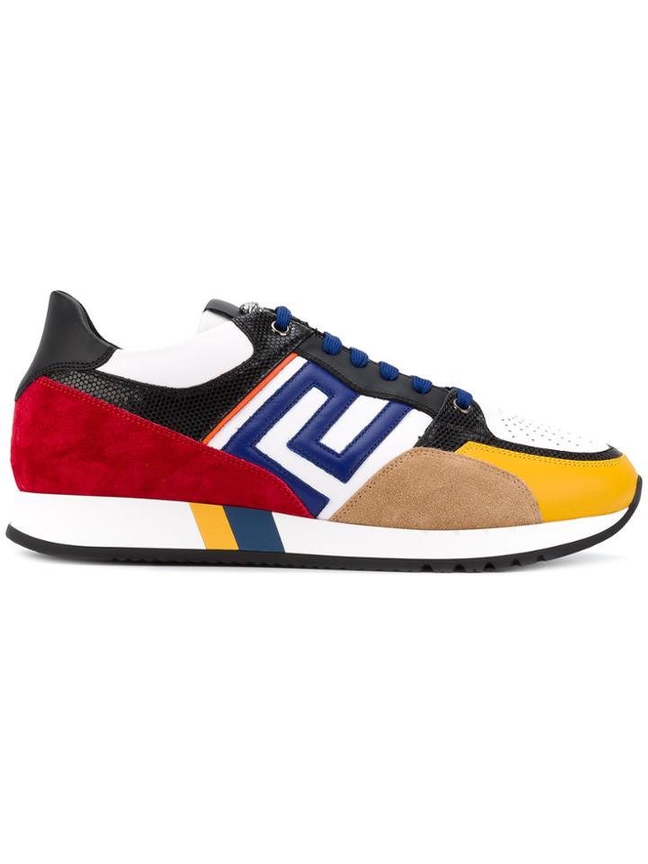 Versace Grecian Colour Block Sneakers - White