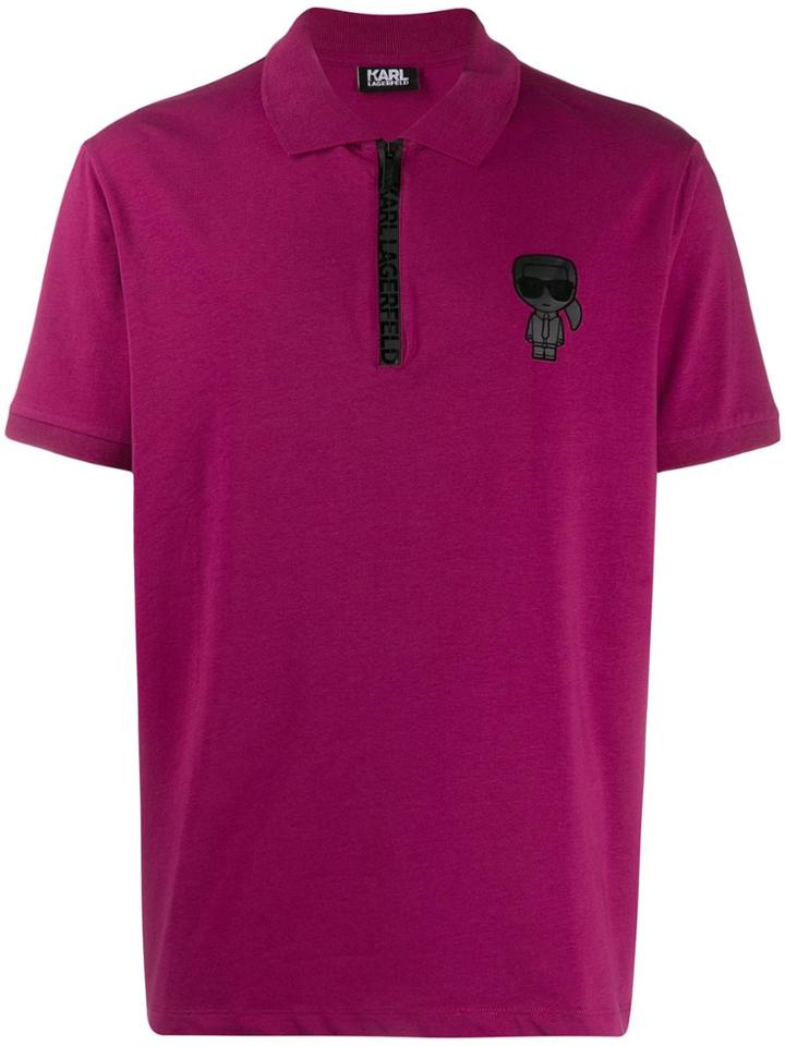 Karl Lagerfeld Half Zip Polo Top - Pink