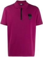 Karl Lagerfeld Half Zip Polo Top - Pink