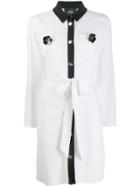 Cavalli Class Contrast Trim Shirt Dress - White