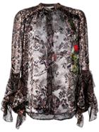 Preen By Thornton Bregazzi Floral And Snakeskin Print Blouse, Women's, Size: Large, Pink/purple, Silk/viscose