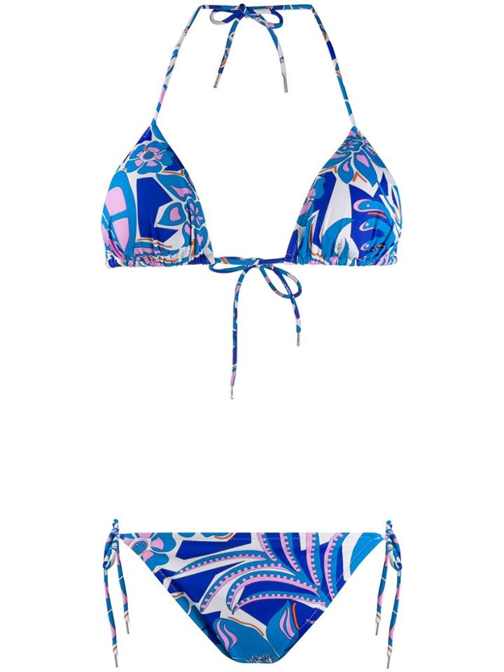 Emilio Pucci Halter Neck Printed Bikini - Blue