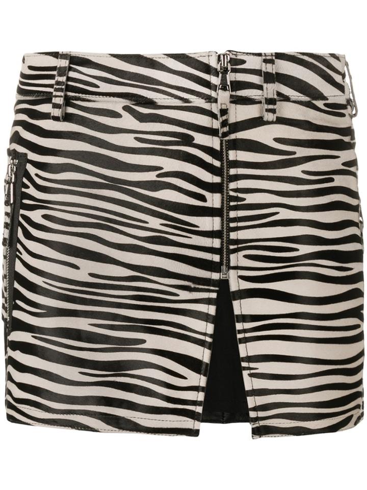 Filles A Papa Zebra Print Mini Skirt - Black