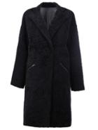32 Paradis Sprung Frères Reversible Mid Coat, Women's, Size: Medium, Black, Lamb Fur/lamb Skin