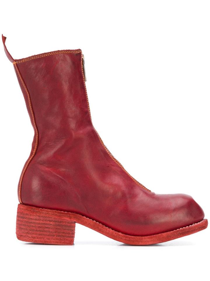 Guidi Calf-length Zip-up Boots - Red