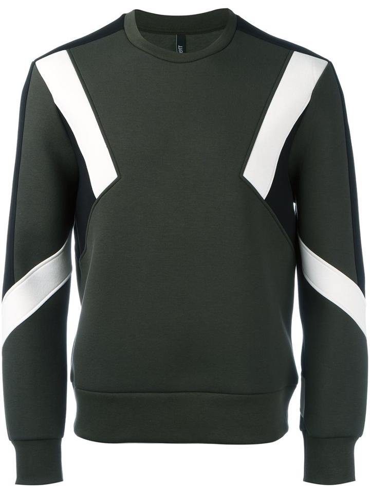 Neil Barrett Panelled Sweatshirt, Men's, Size: Small, Green, Lyocell/cotton/viscose/polyurethane