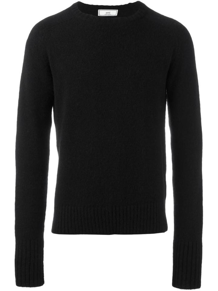 Ami Alexandre Mattiussi Crew Neck Sweater, Men's, Size: Xl, Black, Polyamide/wool/alpaca