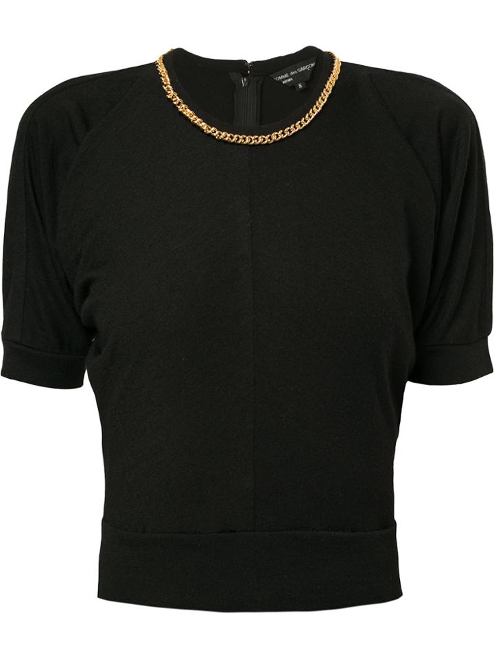 Comme Des Garçons Vintage Chain-trim Short-sleeve Sweater - Black