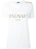 Balmain - Logo T-shirt - Women - Cotton - 40, Women's, White, Cotton
