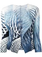 Pleats Please By Issey Miyake - Pleated Cropped Jacket - Women - Polyester - 4, Women's, Blue, Polyester