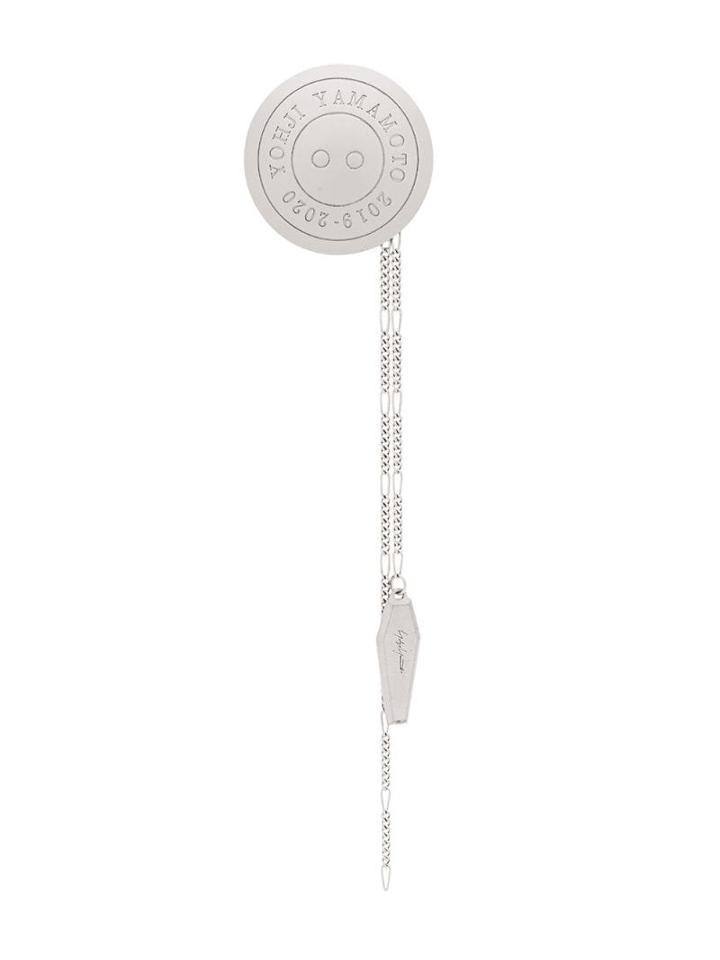Yohji Yamamoto Logo Brand Brooch - Silver