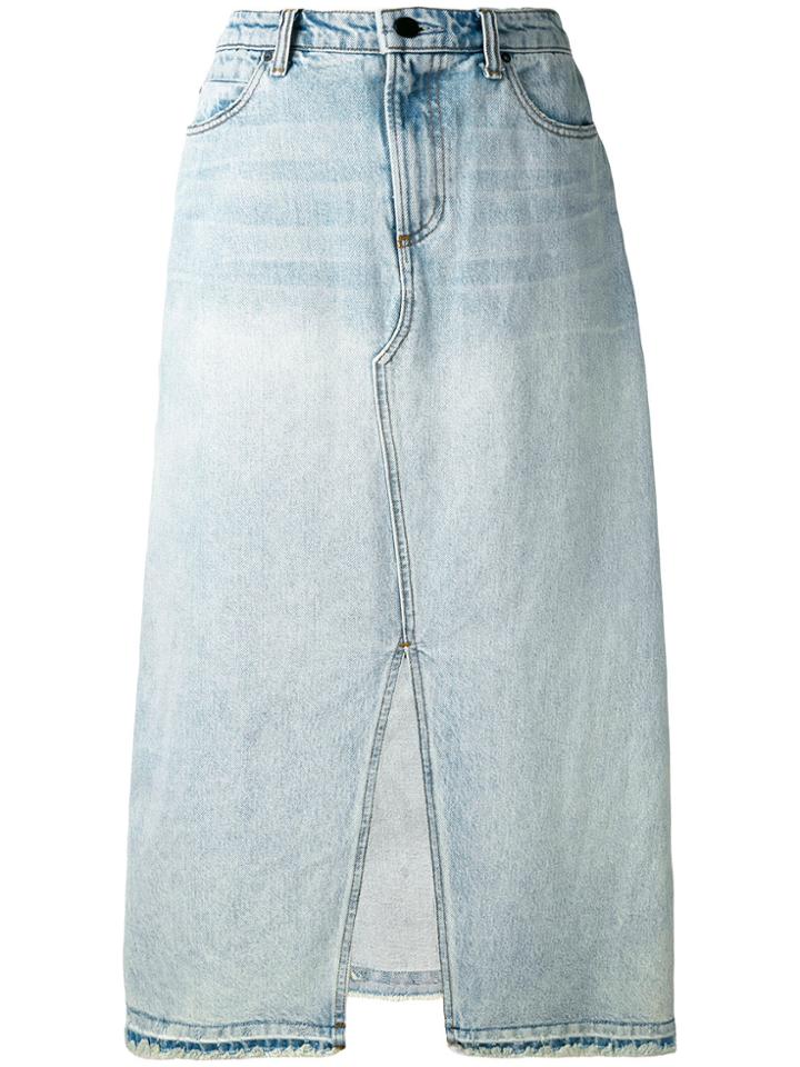 Alexander Wang Cutaway Front Denim Skirt - Blue
