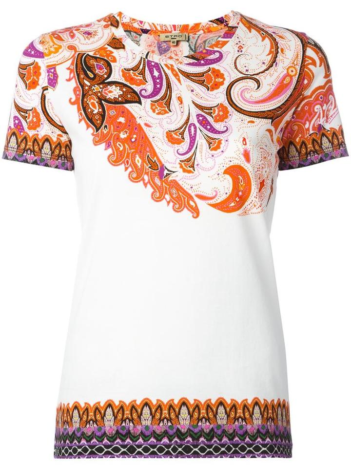 Etro Abstract Print T-shirt, Women's, Size: 44, White, Cotton