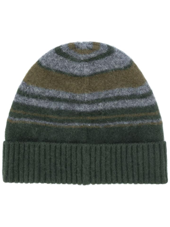 Drumohr Striped Knit Hat - Green
