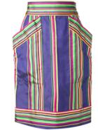 Yves Saint Laurent Vintage Striped Pencil Skirt - Blue
