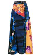 Msgm Patchwork Printed Skirt - Blue