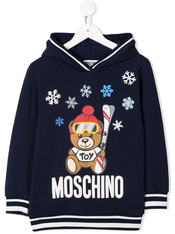 Moschino Kids Teen Winter Bear Hoodie - Blue
