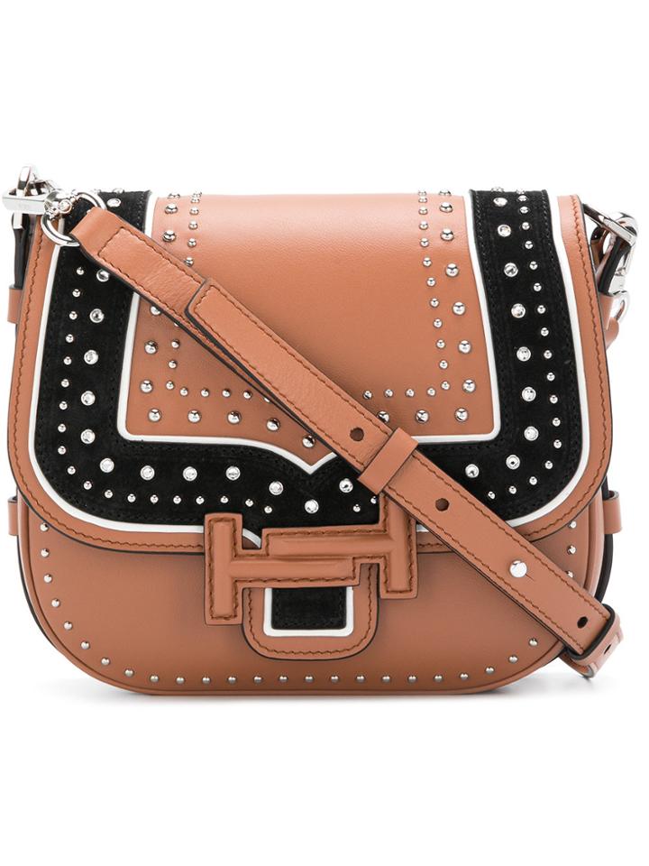 Tod's Double T Studded Shoulder Bag - Brown