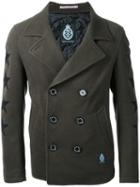 Guild Prime Stars Motif Double-breasted Coat, Men's, Size: 1, Green, Polyester/wool