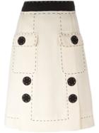Dolce & Gabbana Stitch Detail Skirt, Women's, Size: 42, Nude/neutrals, Silk/cotton/polyamide/virgin Wool