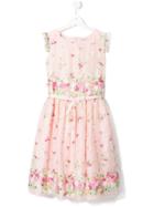 Lesy Teen Floral Embroidered Tulle Dress - Pink