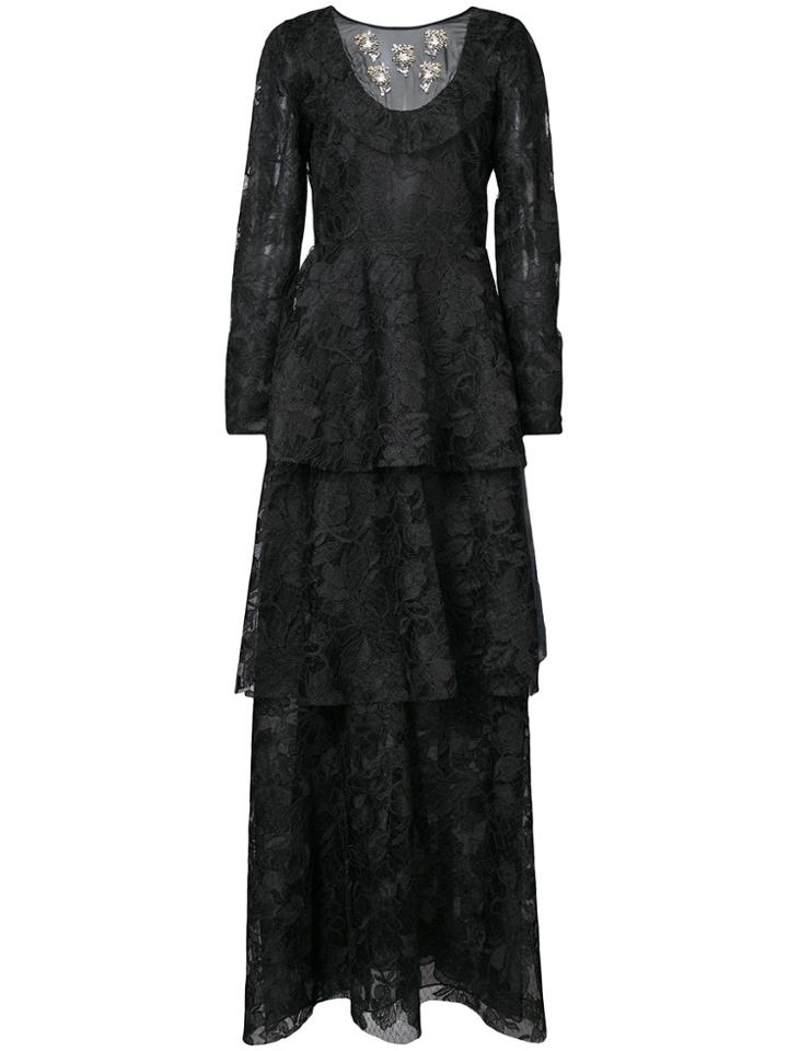 Sachin & Babi Laxmi Lace Gown - Black