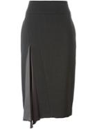 Brunello Cucinelli Pleated Detail Pencil Skirt, Women's, Size: 46, Grey, Polyester/spandex/elastane/acetate/virgin Wool