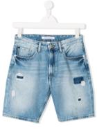 Calvin Klein Kids Teen Distressed Denim Shorts - Blue