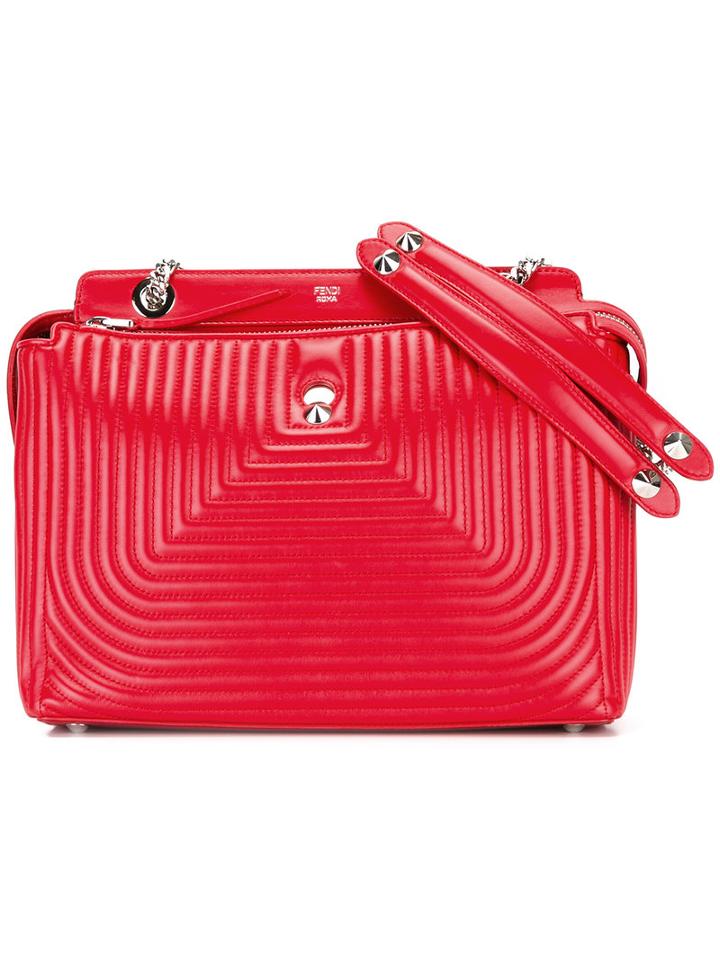 Fendi Dot Com Click Tote, Women's, Red, Leather