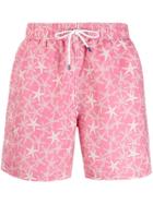 Hackett Star Print Swim Shorts - Pink