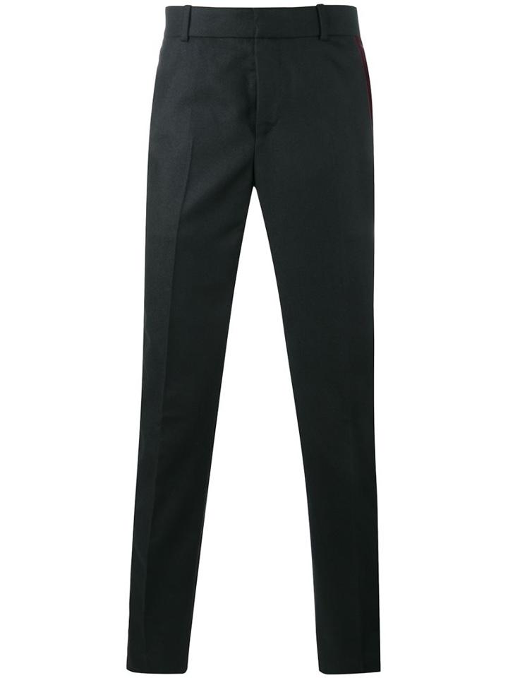 Alexander Mcqueen Side Stripe Trousers, Men's, Size: 50, Black, Polyamide/acetate/viscose/wool