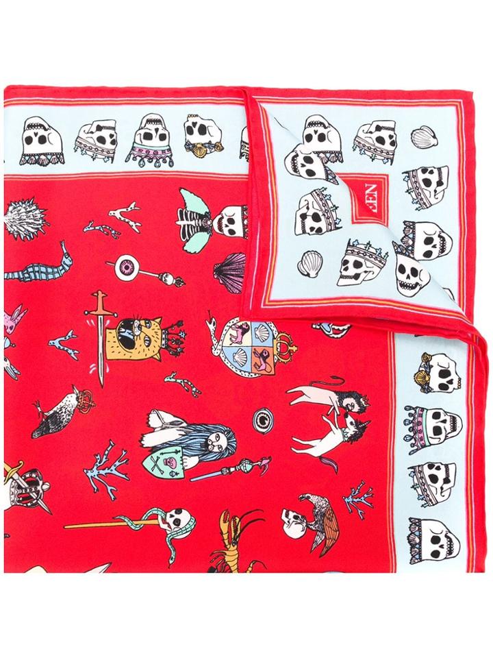 Alexander Mcqueen Mix Print Scarf - Red