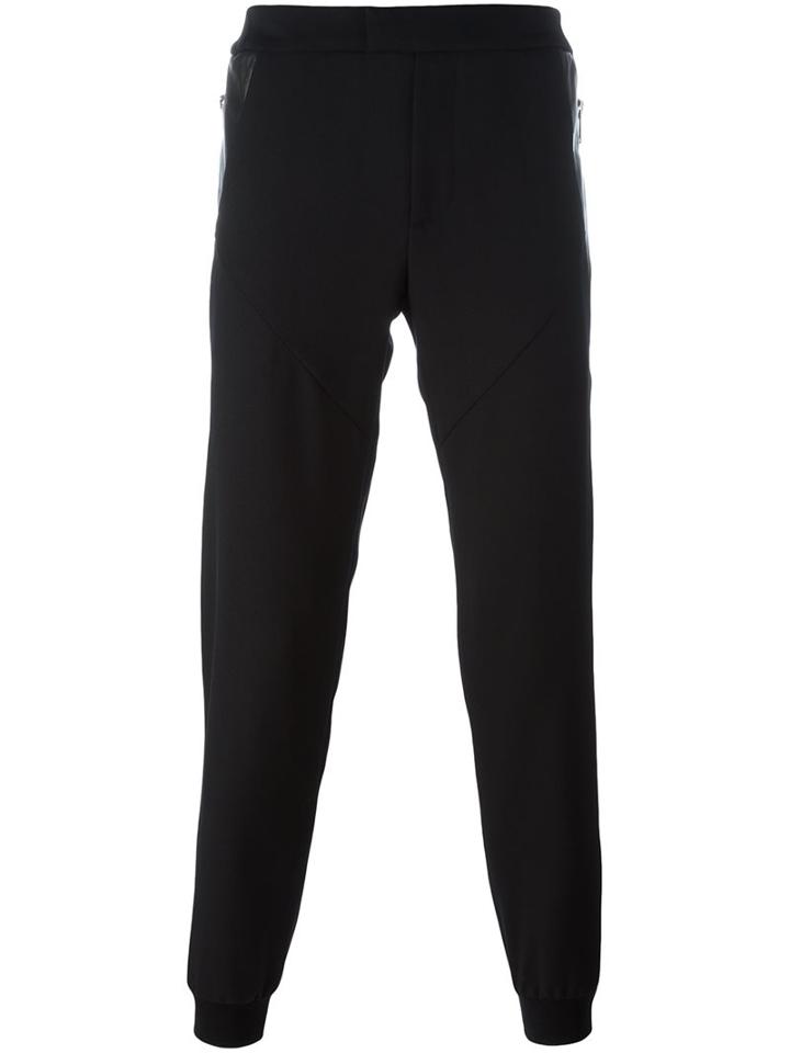 Les Hommes Leather Panel Sweatpants, Men's, Size: 54, Black, Cotton/leather/wool