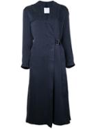 Cityshop - Long Sleeve Long Coat - Women - Silk - 36, Women's, Blue, Silk