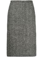 Nº21 Herringbone Tweed Step-hem Skirt - Grey