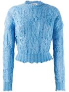Acne Studios Frayed Cable Knit Sweater - Blue