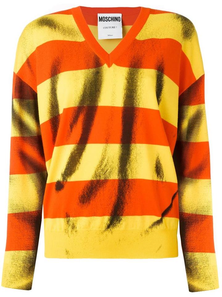 Moschino Trompe-l'oeil Jumper, Women's, Size: Small, Yellow/orange, Virgin Wool