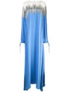 Oscar De La Renta Embellished Neck Gown - Blue
