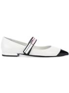 Prada Pointed Logo Ballerina Shoes - White