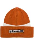 Golden Goose Deluxe Brand Logo Contrast Beanie Hat - Yellow & Orange