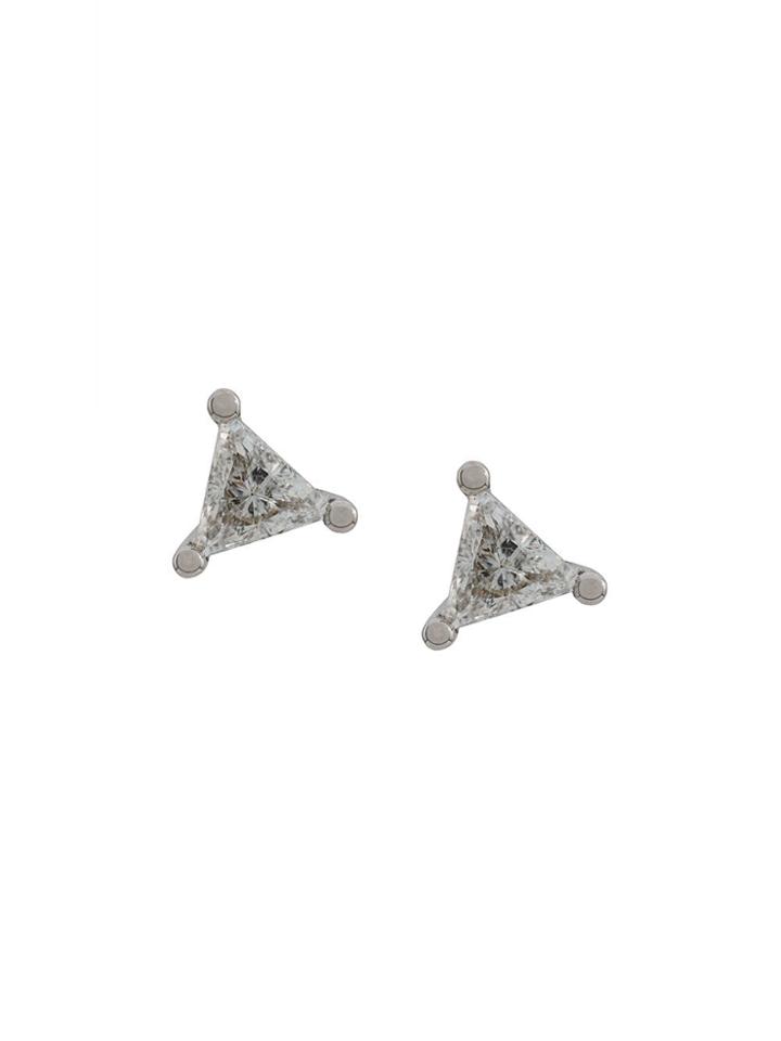 Delfina Delettrez 18kt White Gold Dots Solitare Trillion Diamond Stud