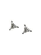 Delfina Delettrez 18kt White Gold Dots Solitare Trillion Diamond Stud