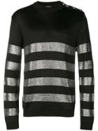 Balmain Striped Pattern Sweater - Black