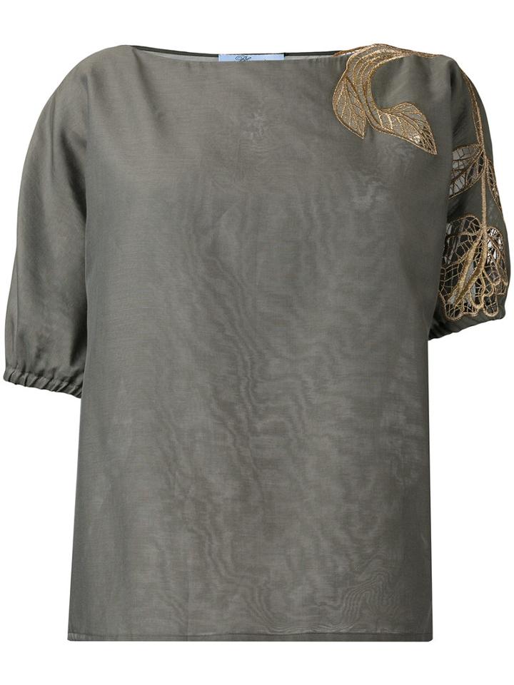 Blumarine - Lightweight Top - Women - Silk/cotton - 40, Green, Silk/cotton