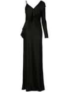 Dvf Diane Von Furstenberg - Asymmetric Ruffle Dress - Women - Polyester/acetate/triacetate - 2, Black, Polyester/acetate/triacetate