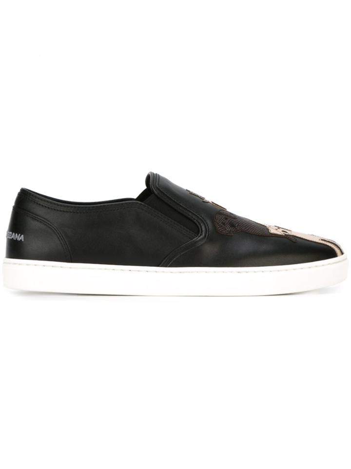 Dolce & Gabbana Designers Patch Slip-on Sneakers - Black